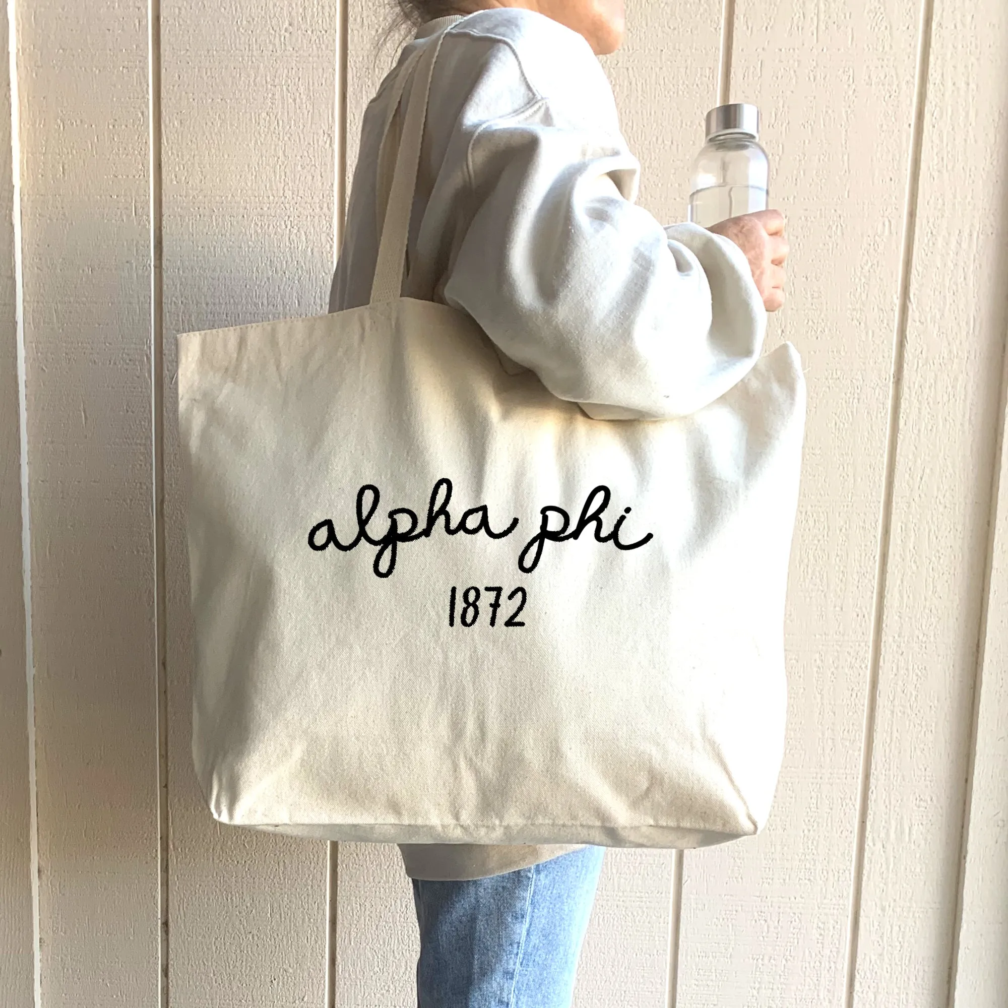 Alpha Phi Sorority Name and Founding Date Tote Bag