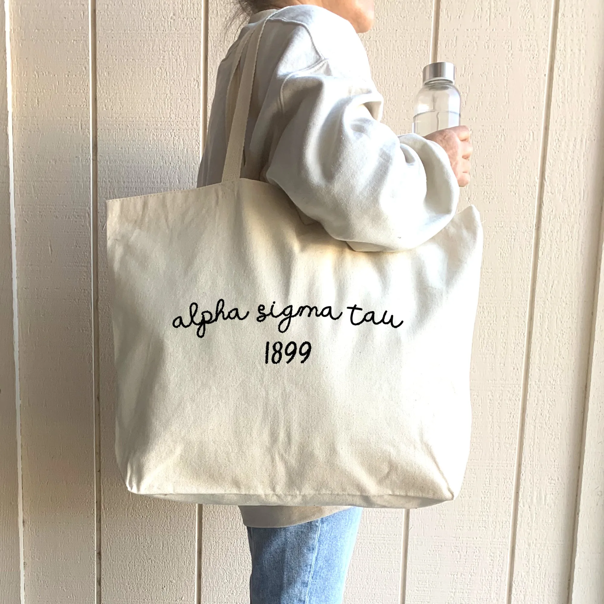 Alpha Sigma Tau Sorority Name and Founding Date Tote Bag