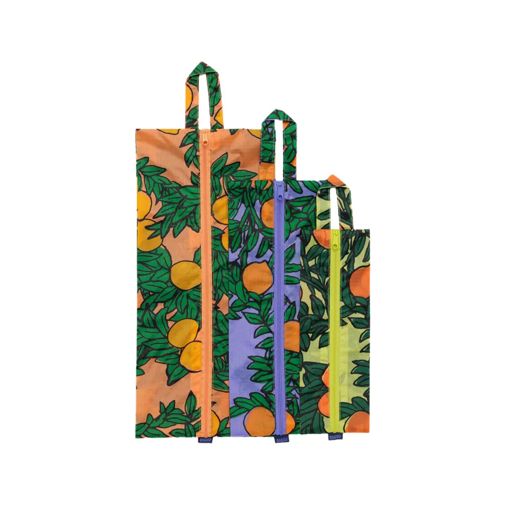 Baggu 3D Zip Set, Orange Trees