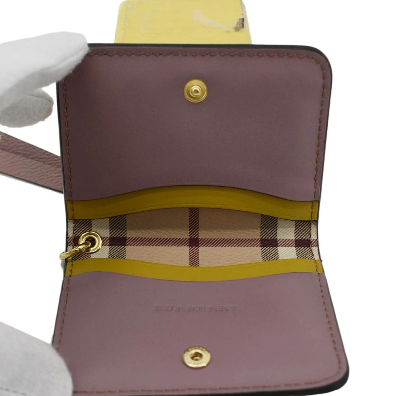 BURBERRY Camberwell Small Soft Grain Leather Card Case Wallet Peach