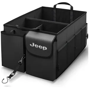 Car Trunk Organizer - Collapsible, Custom fit for All Cars, Multi-Compartment Automotive SUV Car Organizer for Storage w/ Adjustable Straps - Car Accessories for Women and Men JE12993