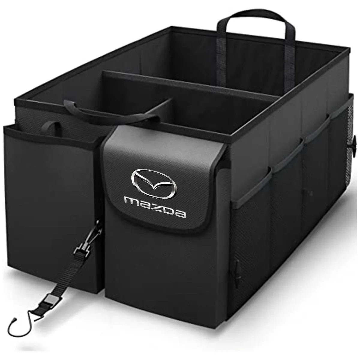 Car Trunk Organizer - Collapsible, Custom fit for All Cars, Multi-Compartment Automotive SUV Car Organizer for Storage w/ Adjustable Straps - Car Accessories for Women and Men MA12993