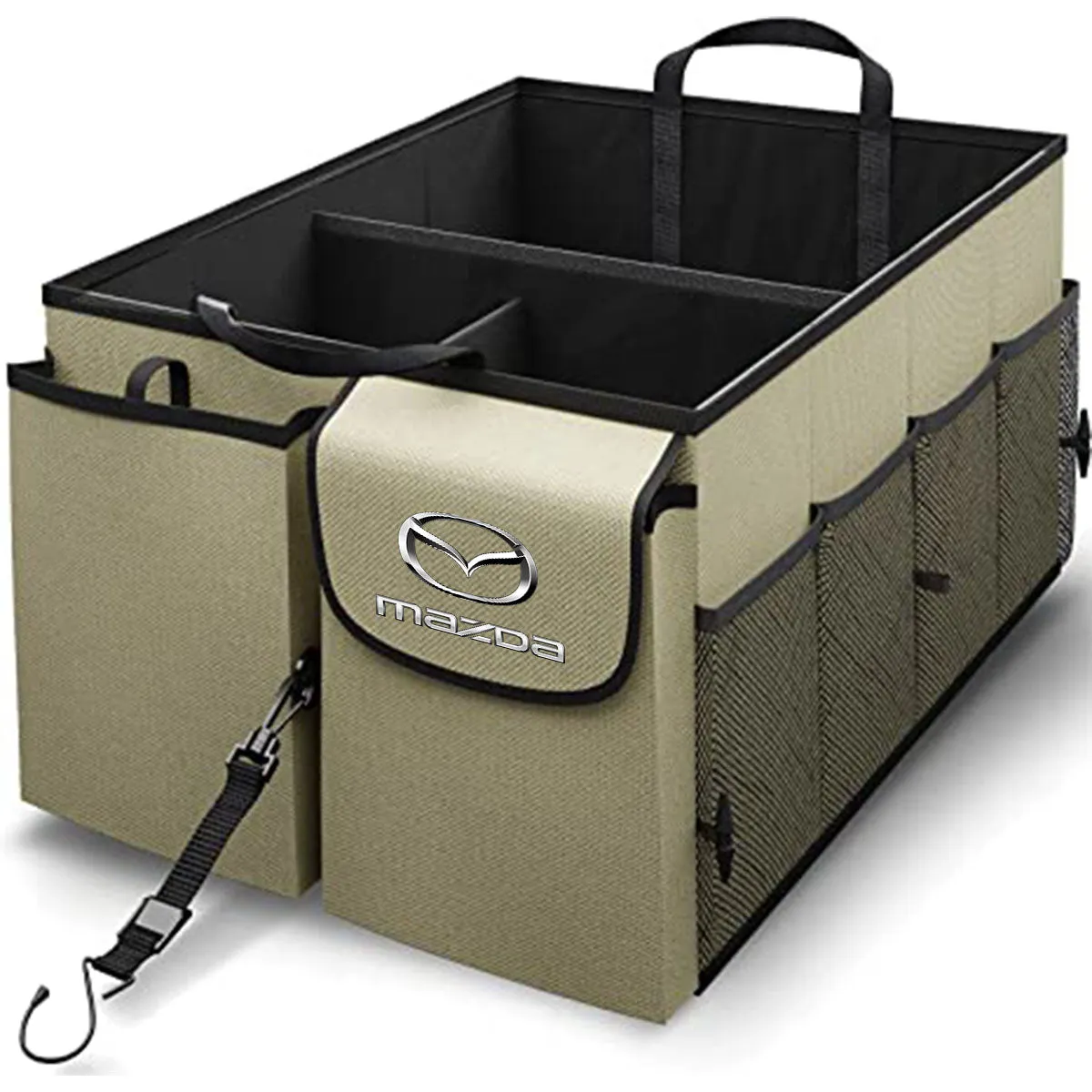 Car Trunk Organizer - Collapsible, Custom fit for All Cars, Multi-Compartment Automotive SUV Car Organizer for Storage w/ Adjustable Straps - Car Accessories for Women and Men MA12993