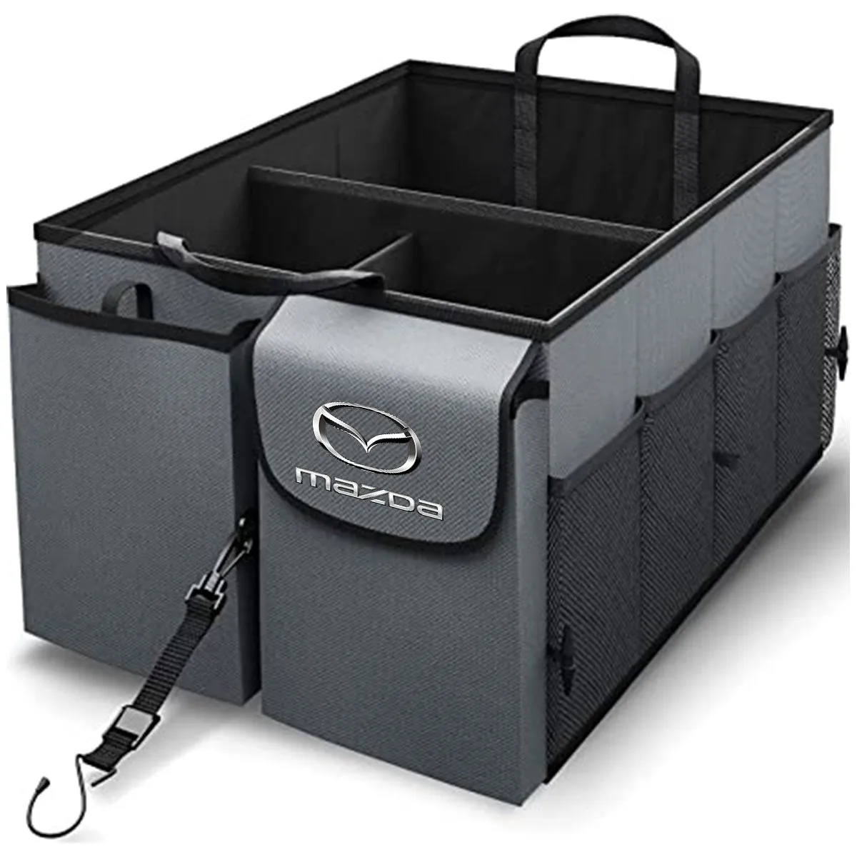 Car Trunk Organizer - Collapsible, Custom fit for All Cars, Multi-Compartment Automotive SUV Car Organizer for Storage w/ Adjustable Straps - Car Accessories for Women and Men MA12993