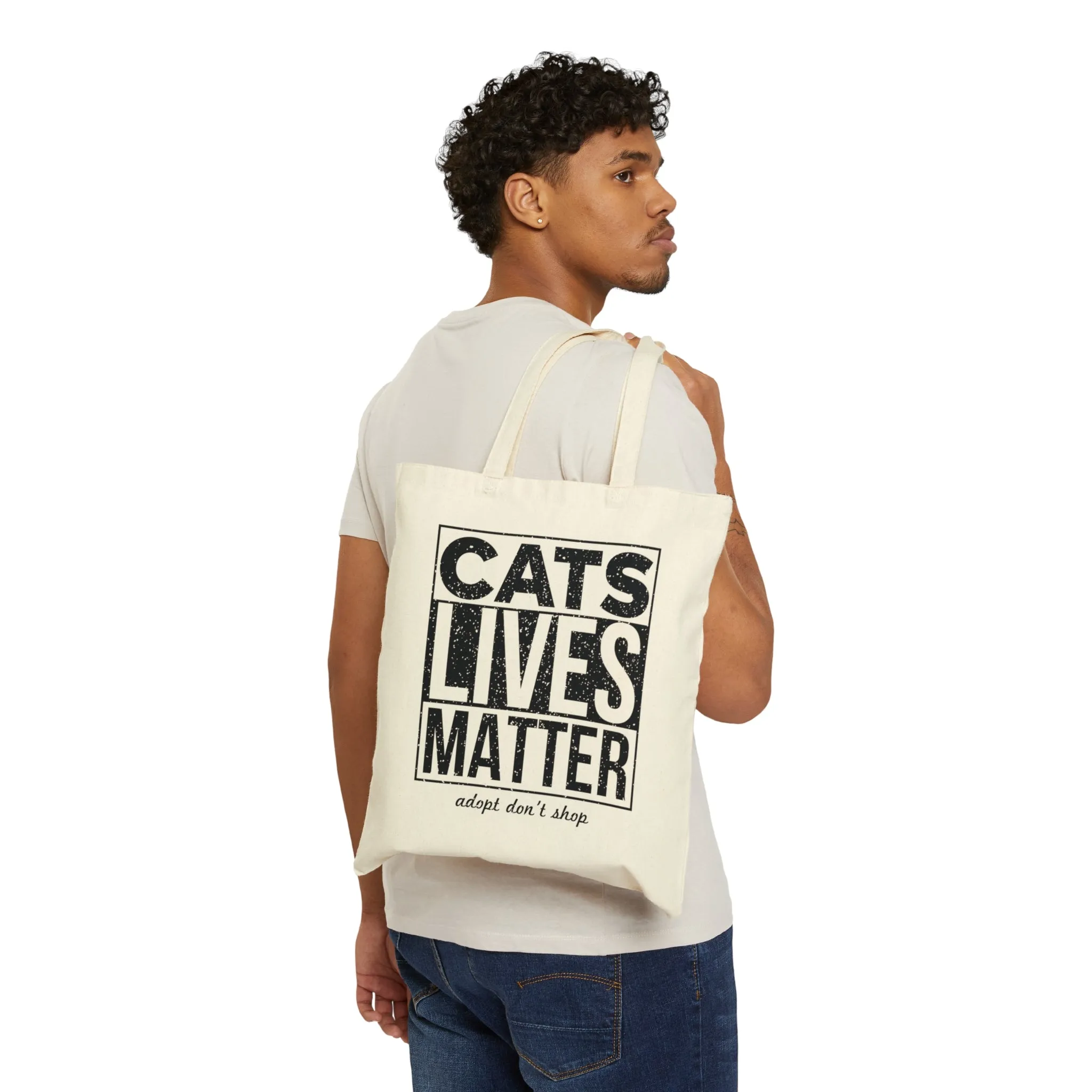 Cat Lives Matter. Adopt, Don't Shop Tote Bag, Cat Tote Bag, Shopping Bag, Gift for Cat Lovers