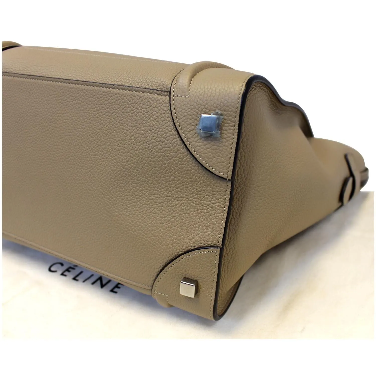 CELINE Mini Luggage Leather Tote Bag Dune