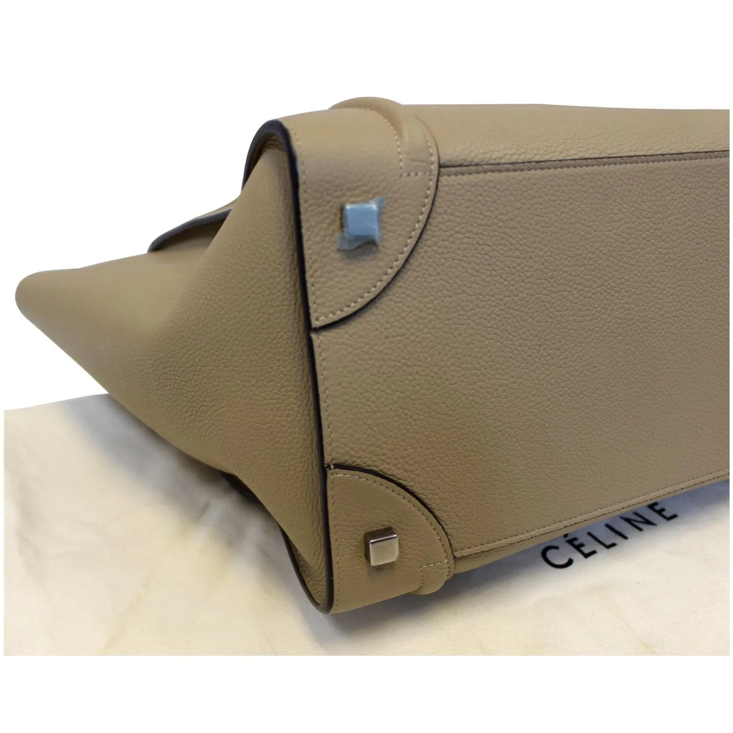 CELINE Mini Luggage Leather Tote Bag Dune