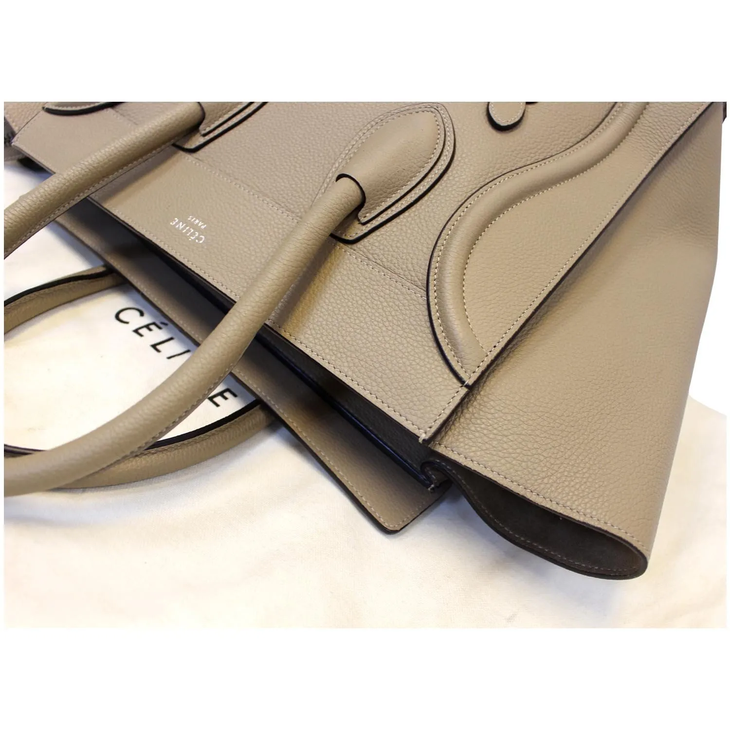 CELINE Mini Luggage Leather Tote Bag Dune