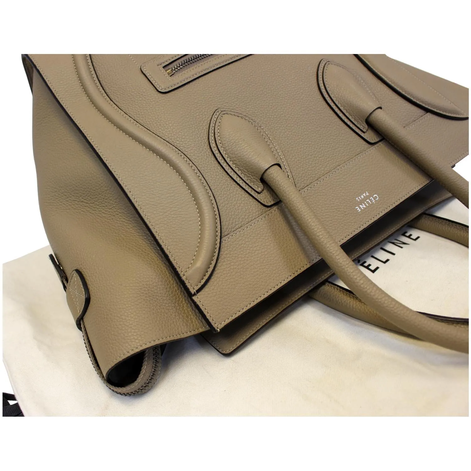 CELINE Mini Luggage Leather Tote Bag Dune