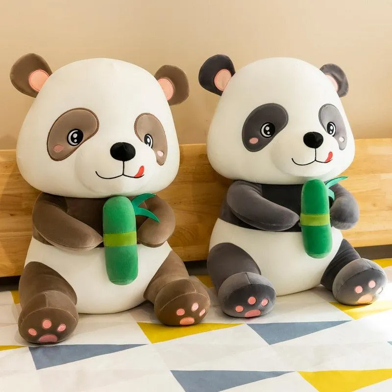 Cute Panda Holding Bamboo Plush Toy