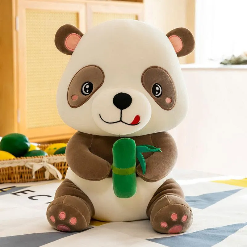 Cute Panda Holding Bamboo Plush Toy