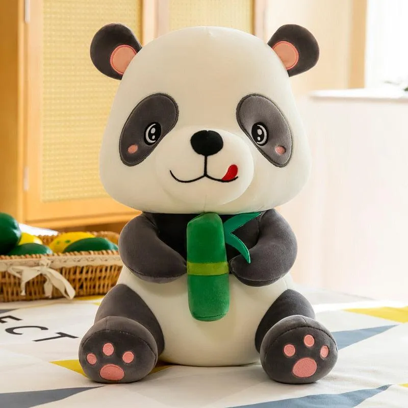Cute Panda Holding Bamboo Plush Toy