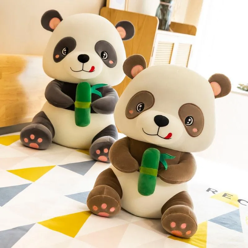 Cute Panda Holding Bamboo Plush Toy