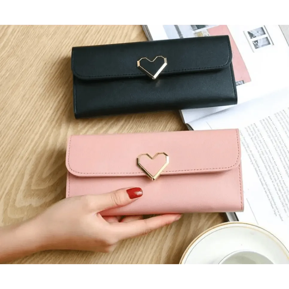 Durable Purses Luxury Love Heart Wallets For Ladies And Girls Smart Money Pocket, Card Holder Female Wallets And Phone Clutch Bag