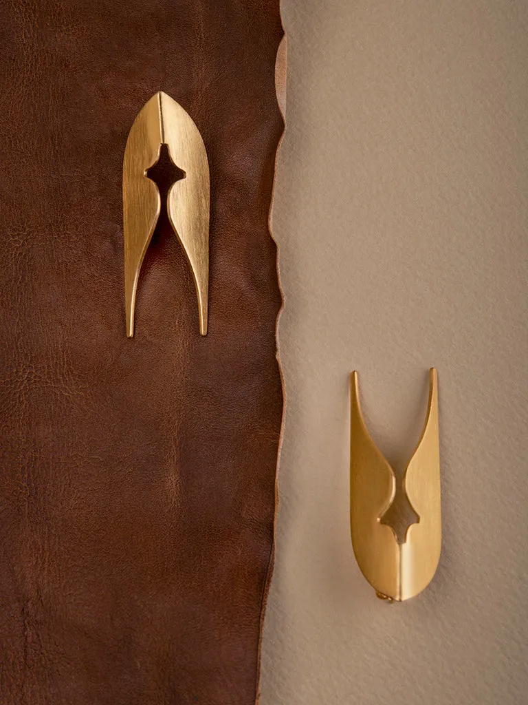 Fashion Jewellery-24K Gold plated Brass-Earring Kavach studs Large-Gold-R2024-10-ER-B-Fashion Edit Rumri Jewellery