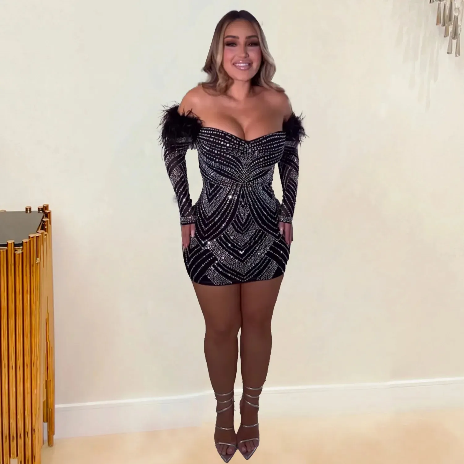 Feather Straight Hip Dress