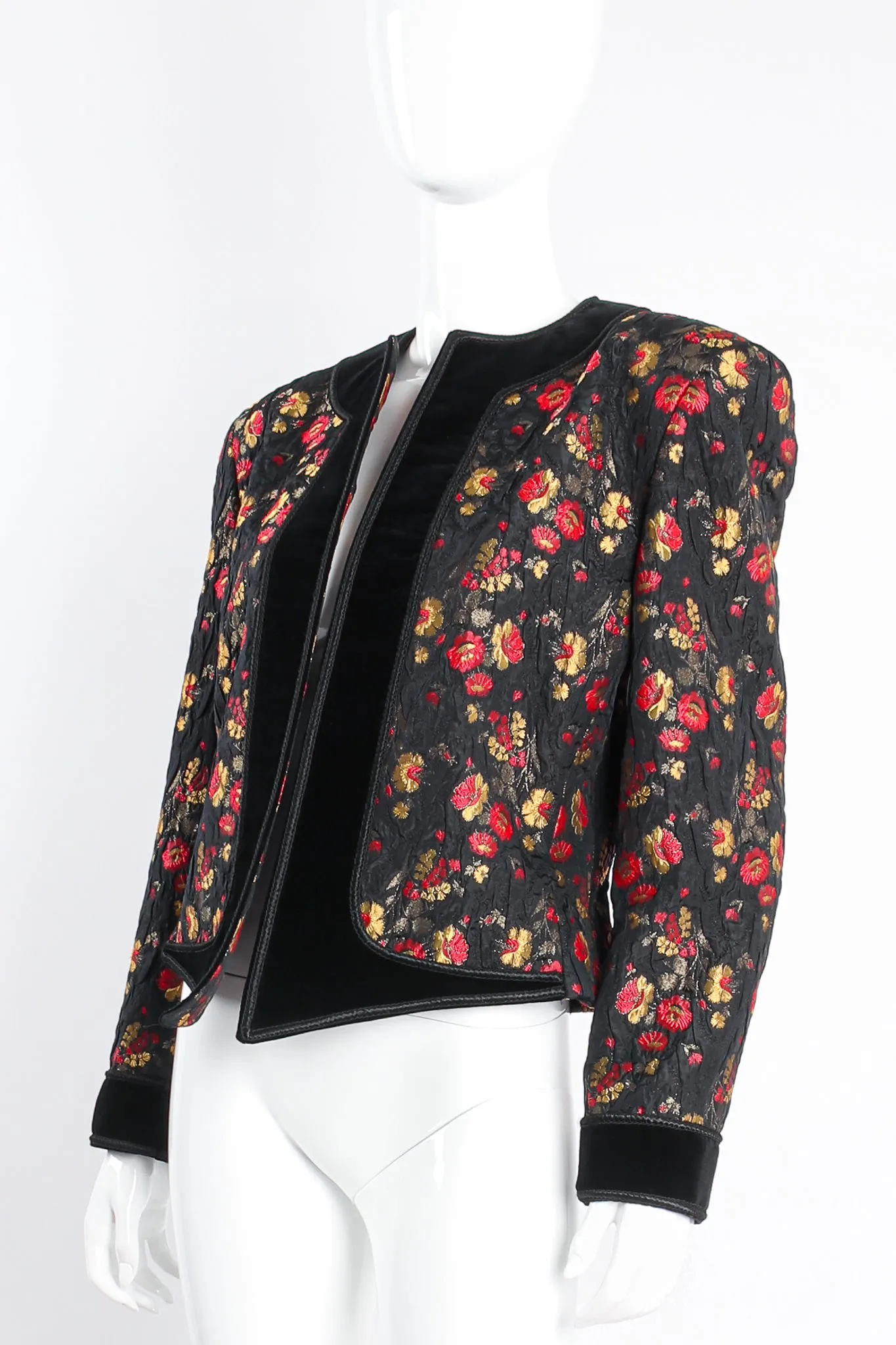 Floral Plissé Brocade Jacket