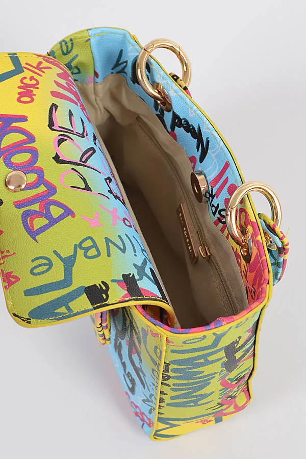Graffiti Two Handle Clutch- Multi