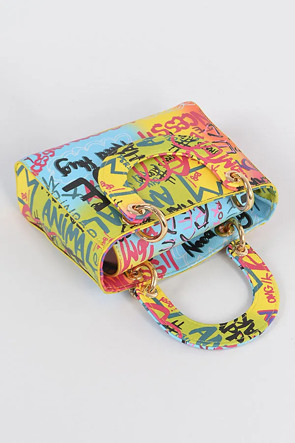 Graffiti Two Handle Clutch- Multi