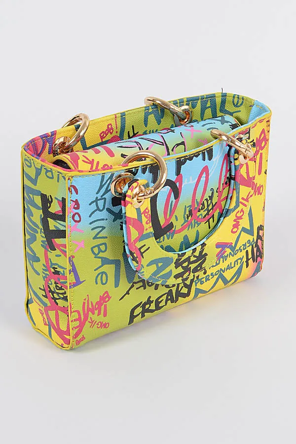 Graffiti Two Handle Clutch- Multi