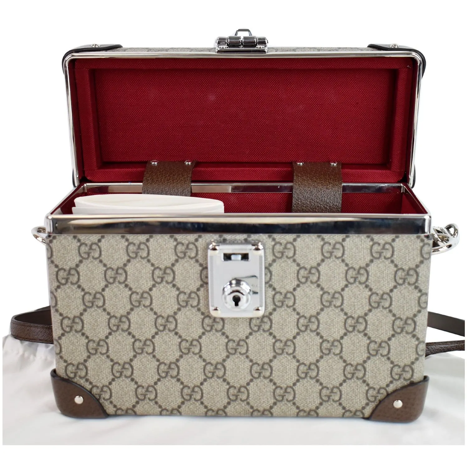 GUCCI Globe-Trotter GG Beauty Case Bamboo Shoulder Bag Beige 588351