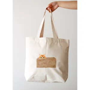Hand-painted Cat In a Box Tote Bag