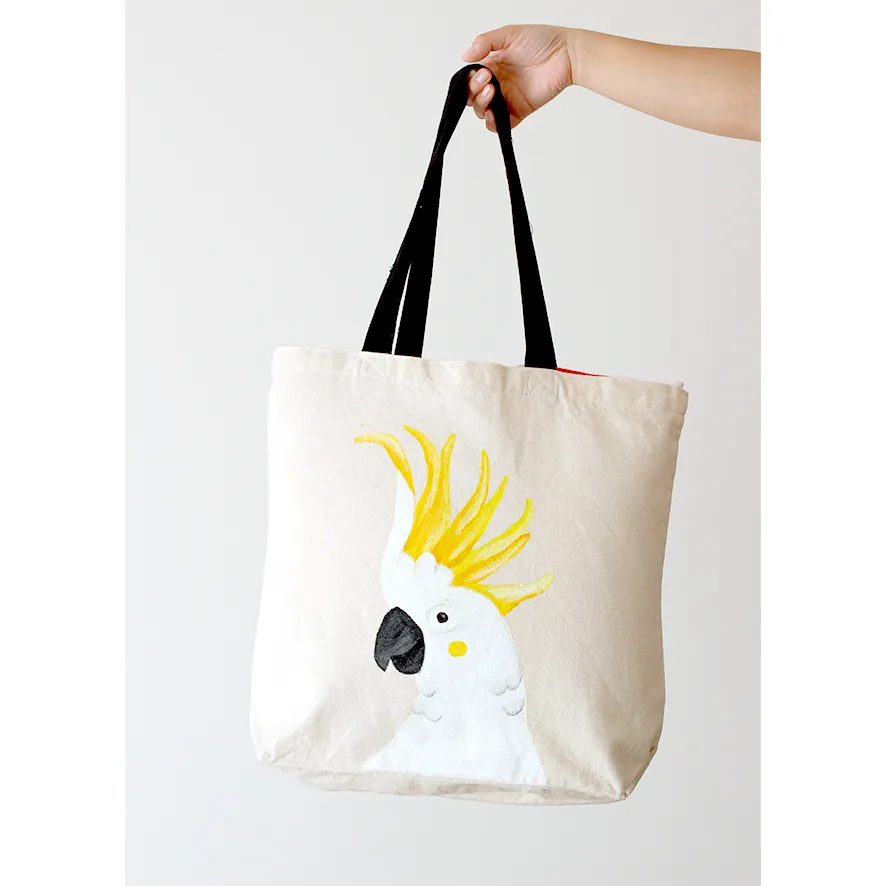 Hand-painted Cockatoo Tote Bag