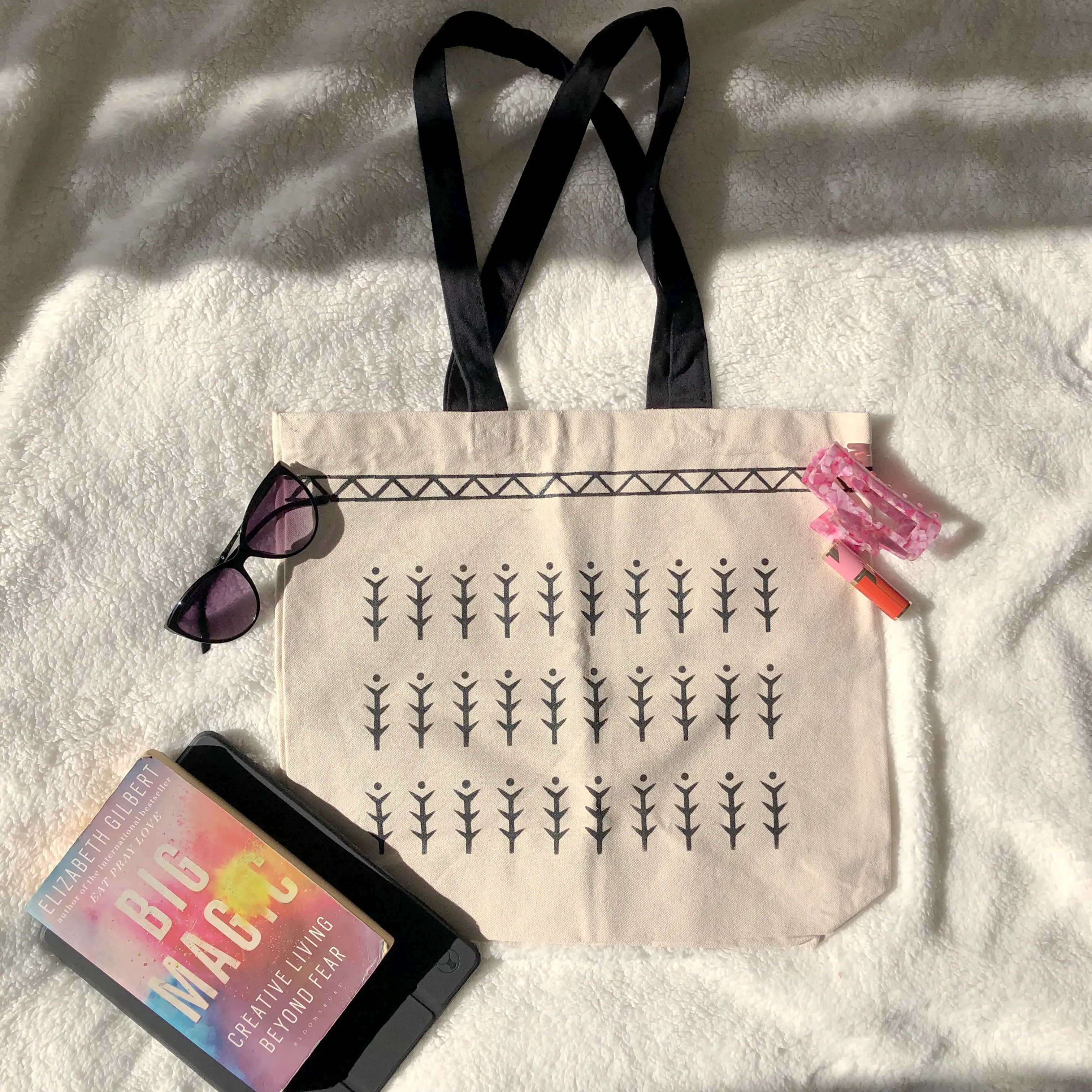 Hand-painted Filipino Tribal Fern Tote Bag