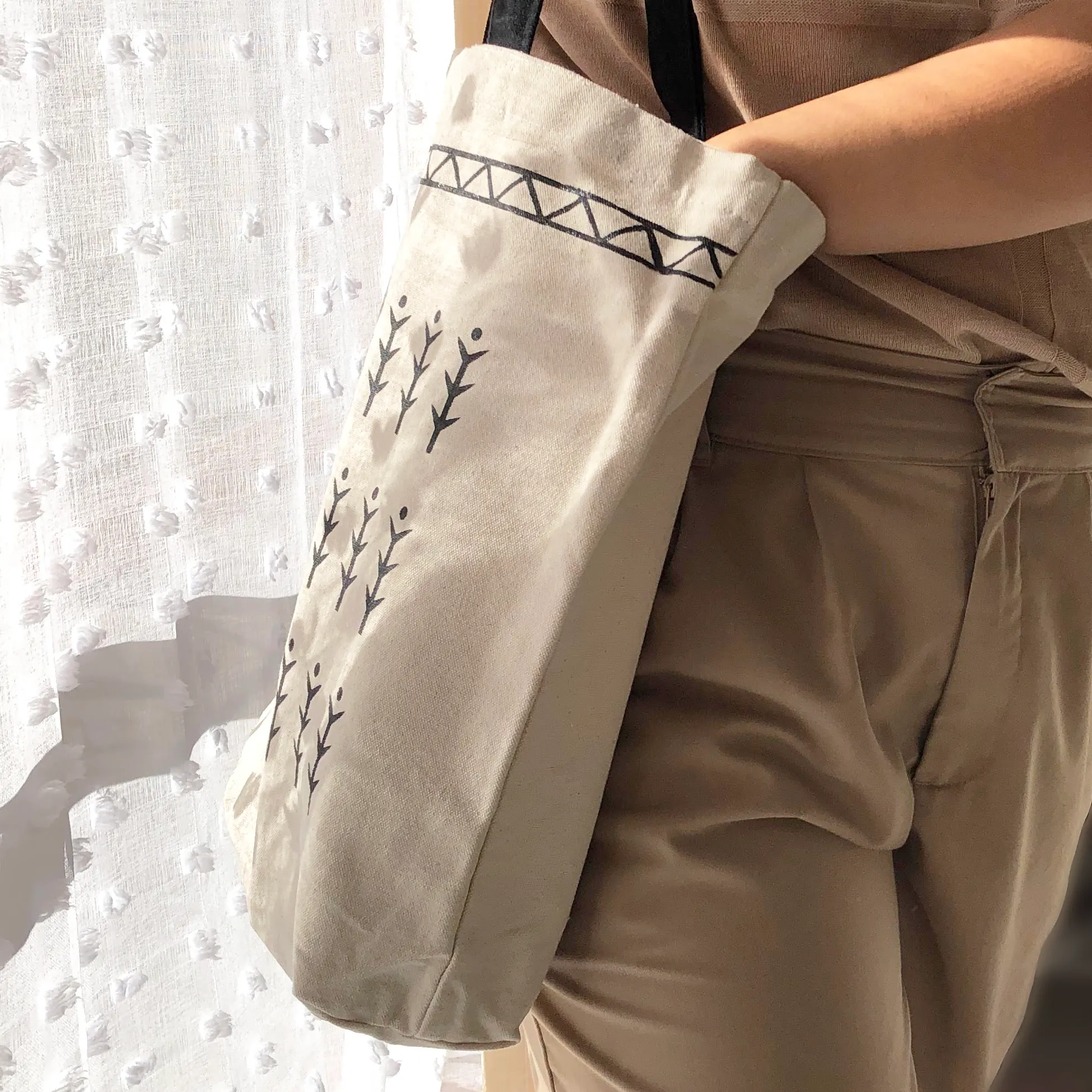 Hand-painted Filipino Tribal Fern Tote Bag