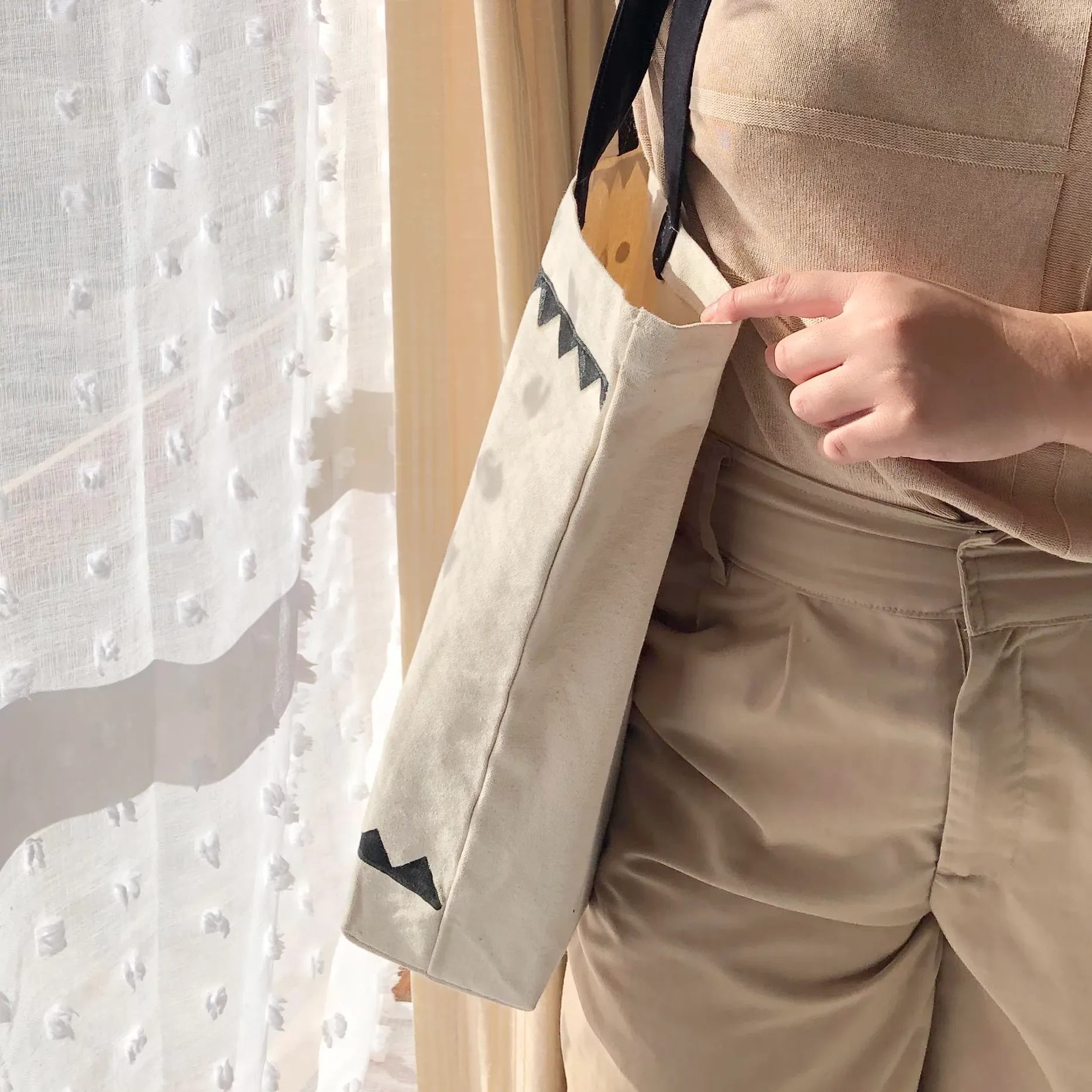 Hand-painted Visayan Flower Pattern Tote Bag