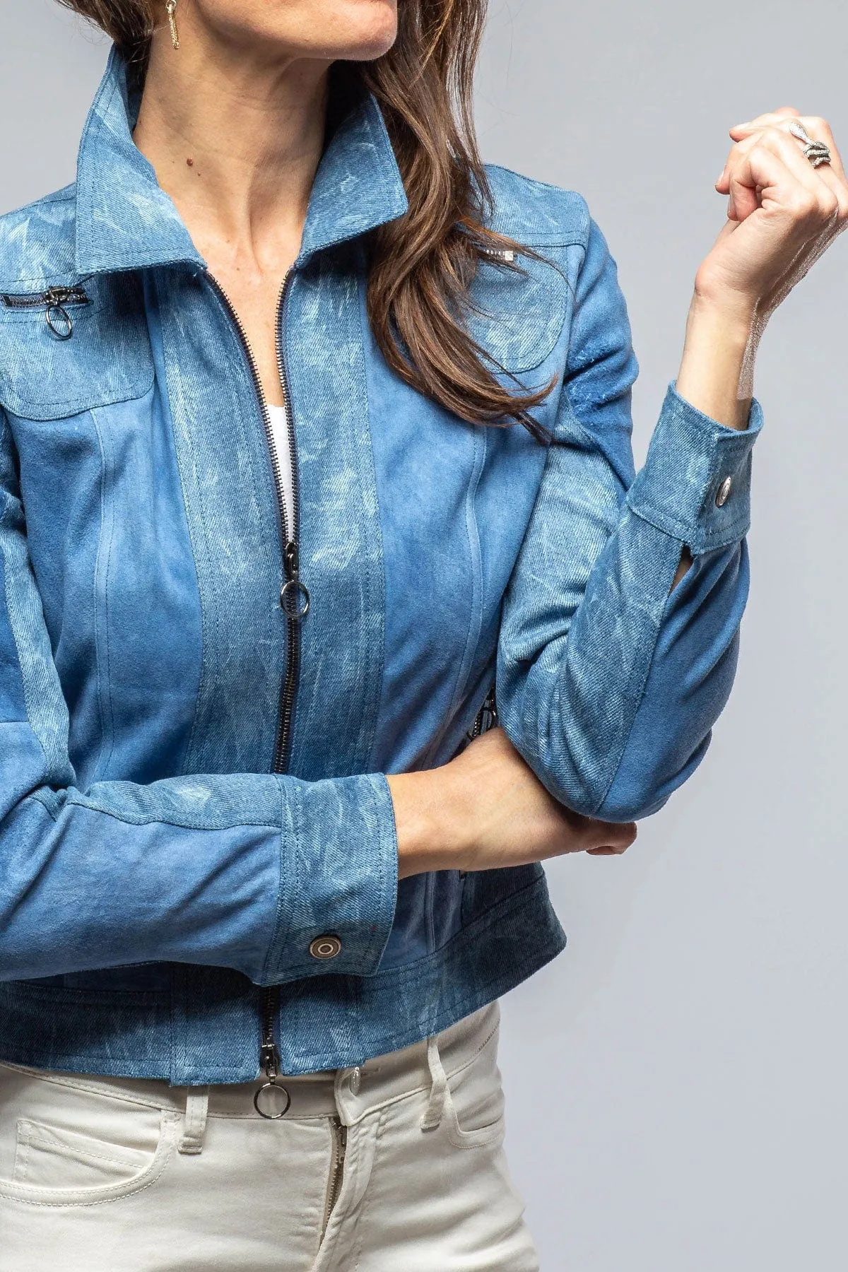 Jenna Short Suede & Denim Jacket