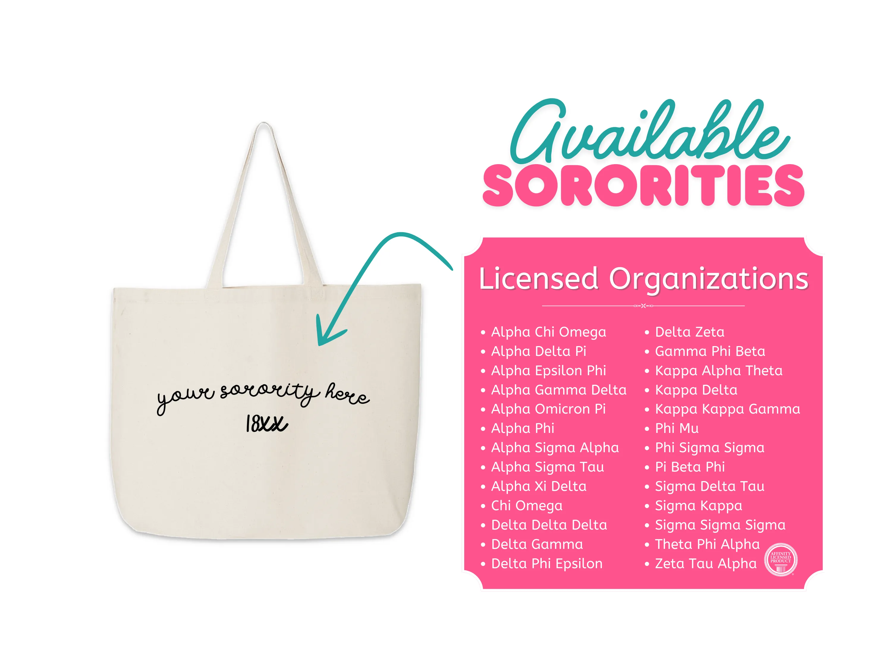 Kappa Delta Sorority Name and Founding Date Tote Bag