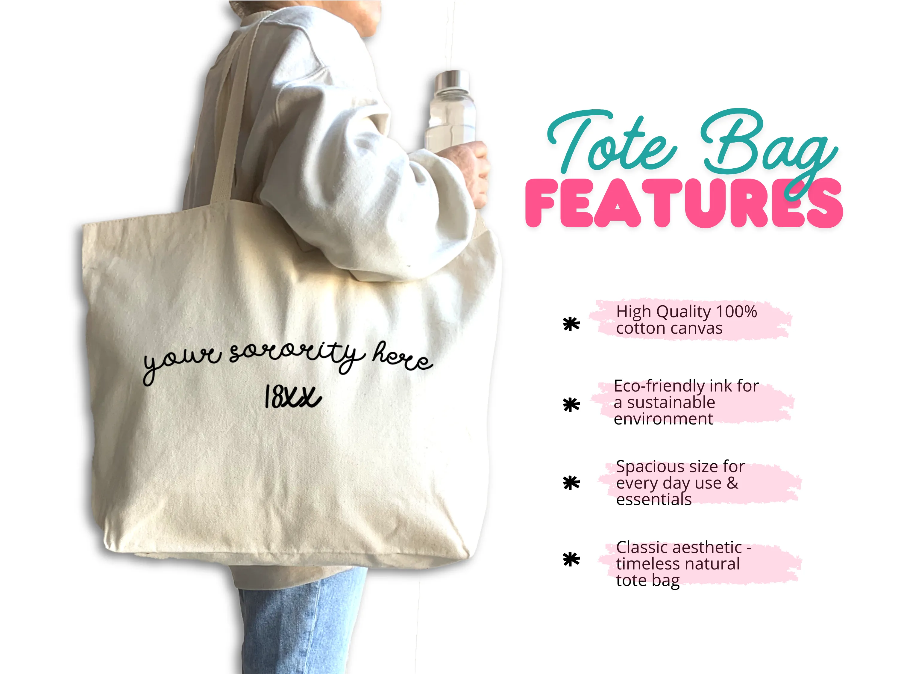 Kappa Delta Sorority Name and Founding Date Tote Bag