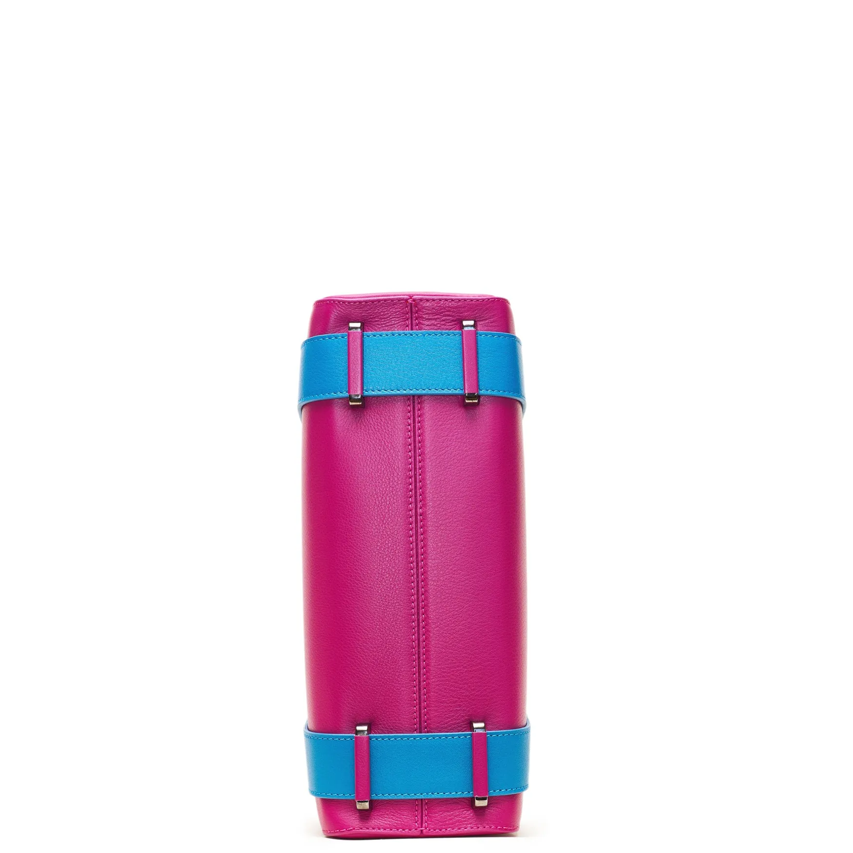 kora large convertible leather tote - sky fuchsia