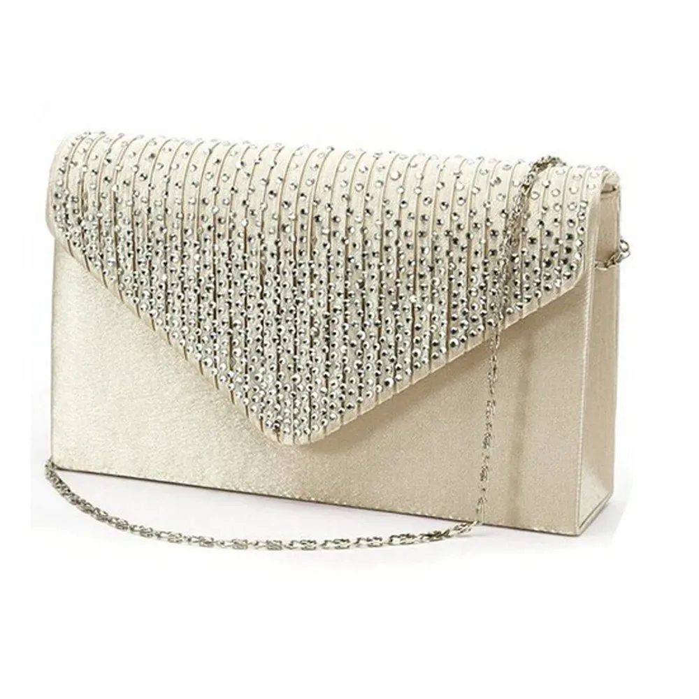 Ladies Satin Clutches Evening Bags Crystal Bling Handbags Wedding Party Purse Envelope Fashion Womens Bags Wallet Clutch Bag Hot