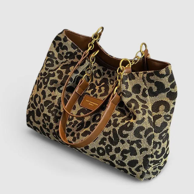 Leonora - Leopard Canvas Tote