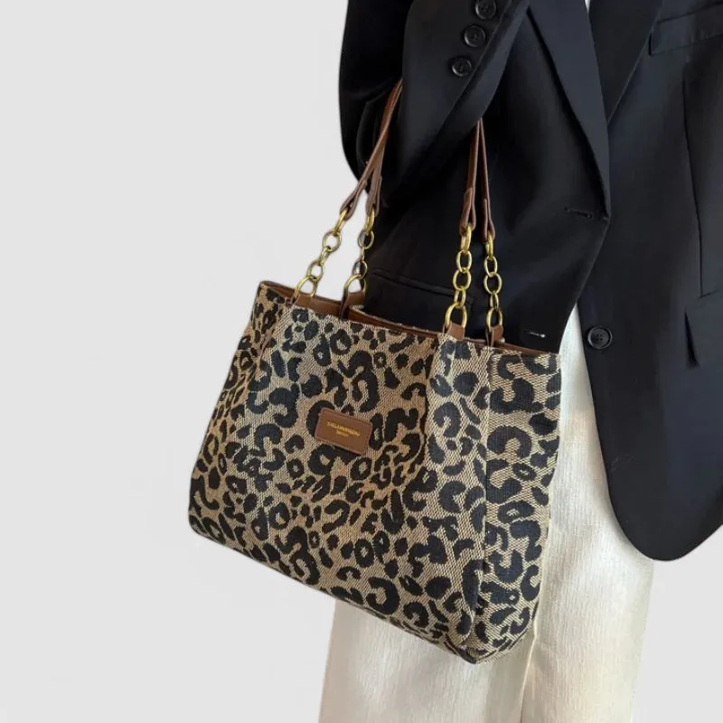 Leonora - Leopard Canvas Tote