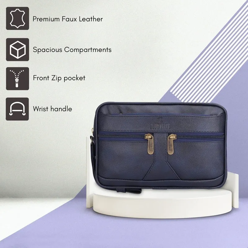 Multipurpose Travel Pouch - Elegant Handbag with Wrist Strap | 28x9x18 cm | Blue