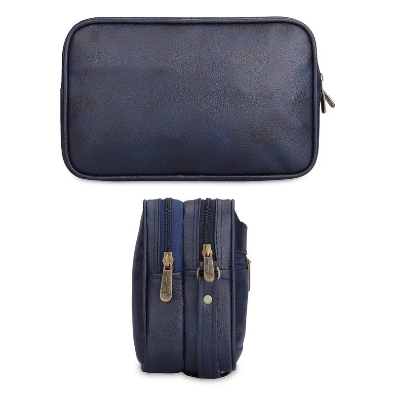 Multipurpose Travel Pouch - Elegant Handbag with Wrist Strap | 28x9x18 cm | Blue