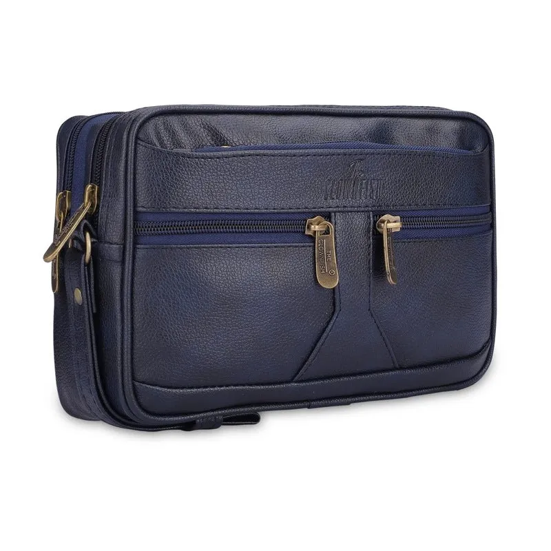 Multipurpose Travel Pouch - Elegant Handbag with Wrist Strap | 28x9x18 cm | Blue