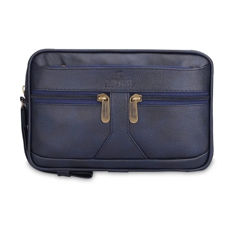 Multipurpose Travel Pouch - Elegant Handbag with Wrist Strap | 28x9x18 cm | Blue
