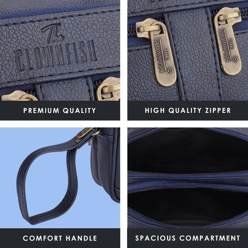 Multipurpose Travel Pouch - Elegant Handbag with Wrist Strap | 28x9x18 cm | Blue