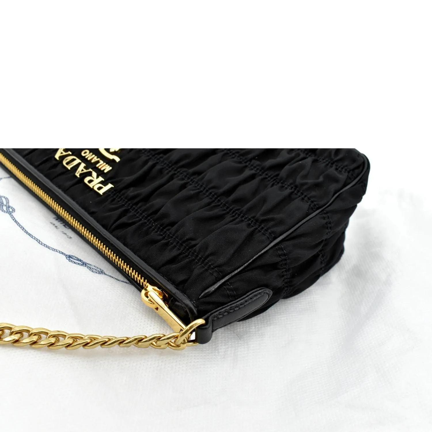PRADA Tessuto Gaufre Nylon Shoulder Bag Black
