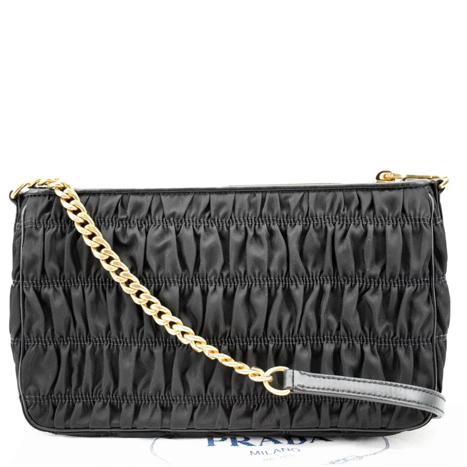 PRADA Tessuto Gaufre Nylon Shoulder Bag Black