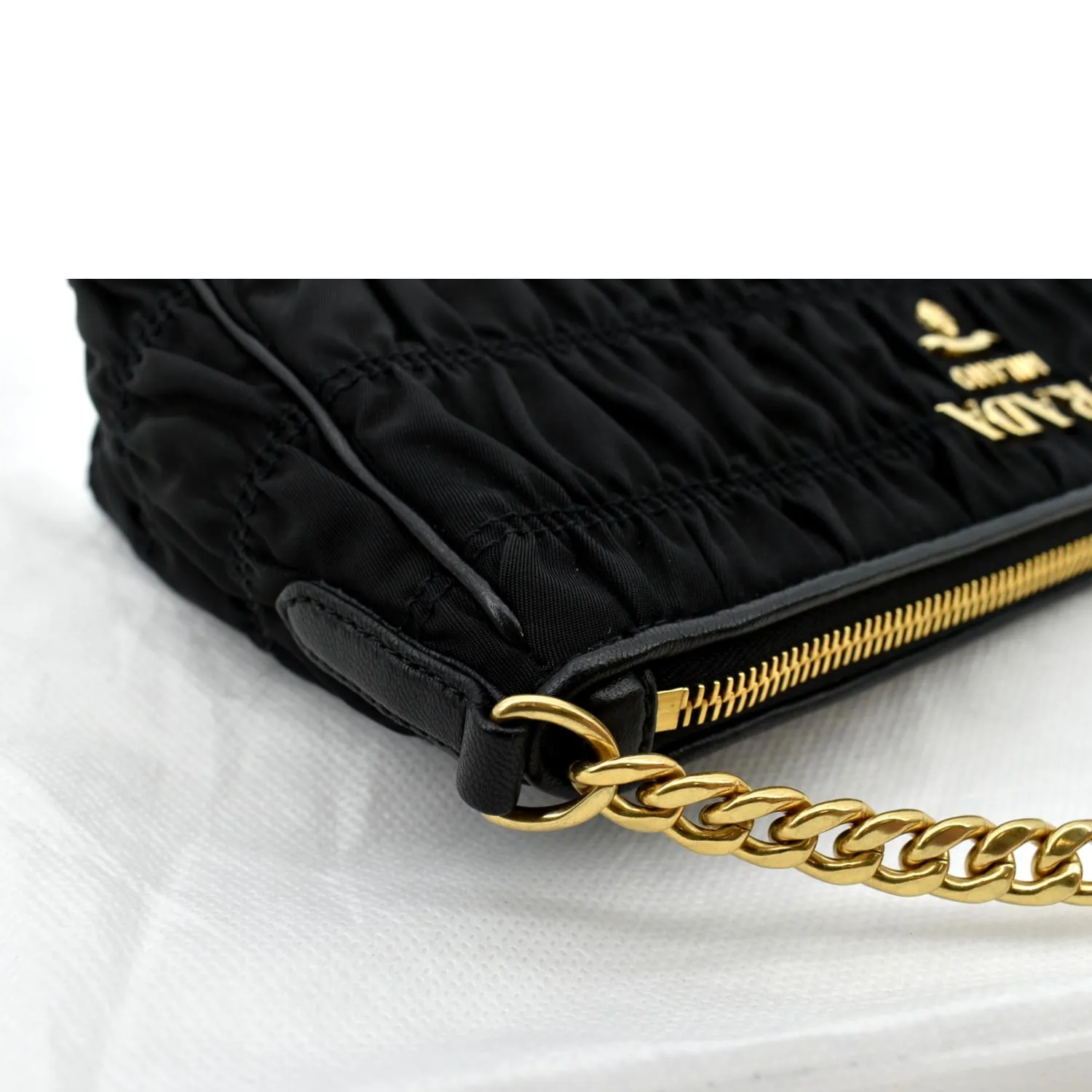 PRADA Tessuto Gaufre Nylon Shoulder Bag Black