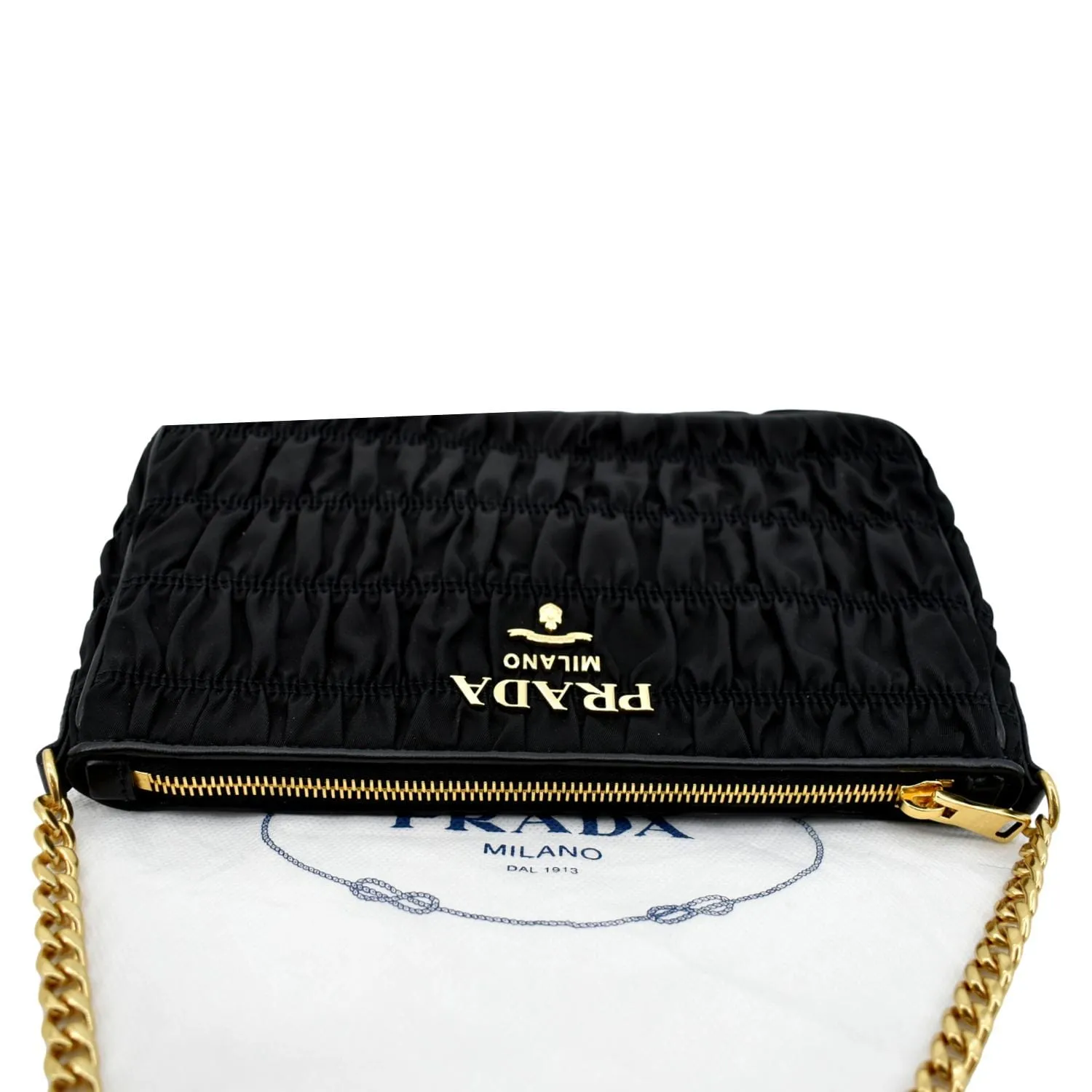 PRADA Tessuto Gaufre Nylon Shoulder Bag Black