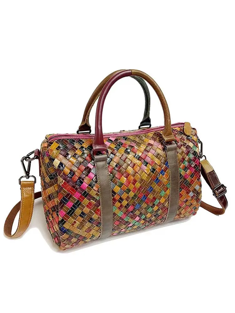 Retro Floral Color Matching Fashion Handbag