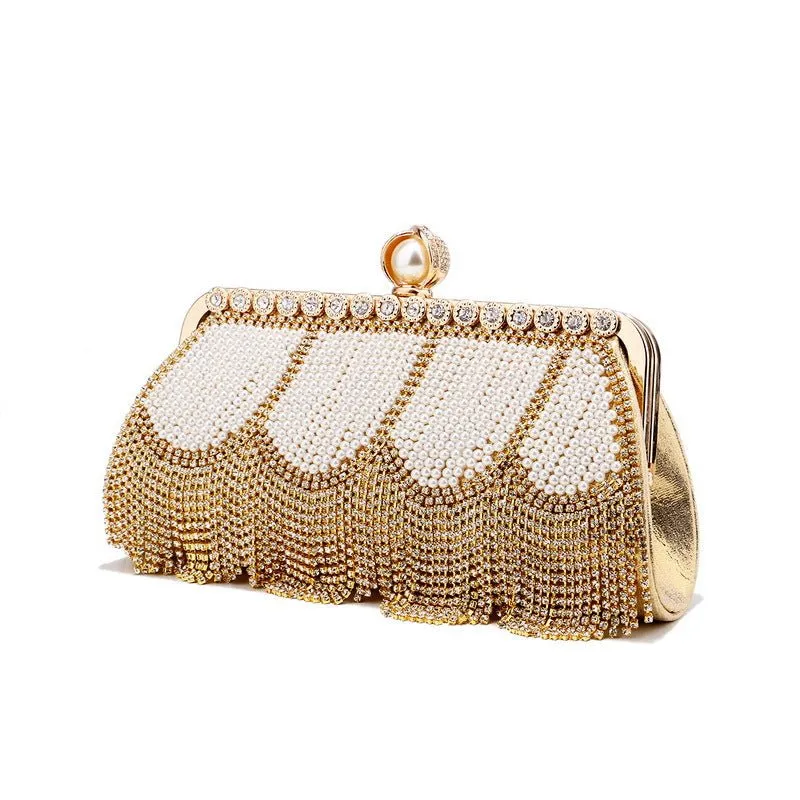 Rhinestone Tassel Evening Clutch with Handle