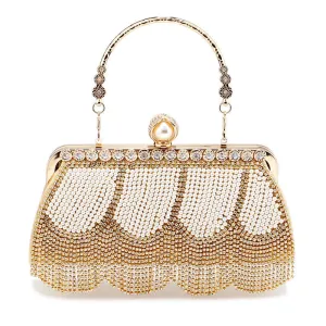 Rhinestone Tassel Evening Clutch with Handle