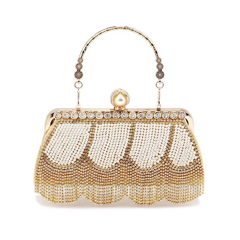 Rhinestone Tassel Evening Clutch with Handle